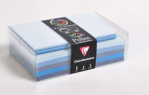Clairefontaine 20861C – Set mit 40 Umschlägen 9 x 14 cm + 40 einfache Karten 8,2 x 12,8 cm, Motiv: Blau, Einladungen, Einladungen, Geschenke. von Clairefontaine
