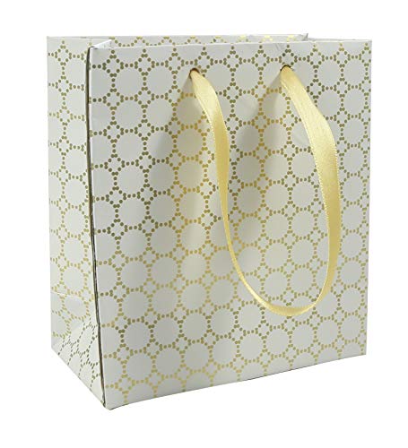 Clairefontaine 212847C Geschenktasche Schatz (12 x 4,5 x 13,5 cm, ideal für Geschenke und Shopping, Design mit elegantem Zirkel) 1 Stück gold/weiß von Clairefontaine