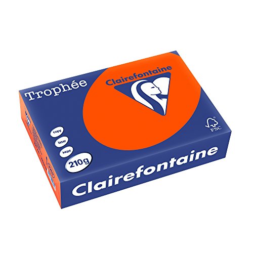 Clairefontaine 2207C - Ries Druckerpapier / Kopierpapier Trophee, intensive Farben, DIN A4, 210g, 250 Blatt, Ziegelrot, 1 Ries von Clairefontaine