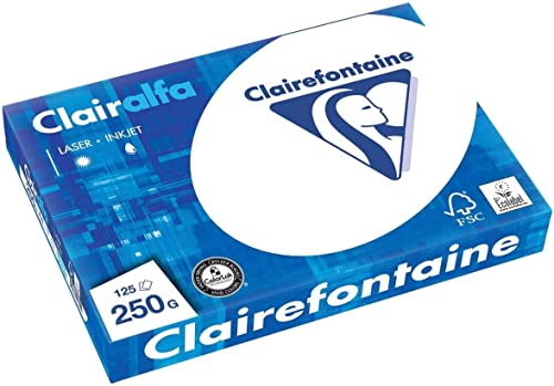 Clairefontaine 2230C - Ries Druckerpapier / Kopierpapier Clairalfa, extraweiß, DIN A4, 250g, 125 Blatt, Weiß, 1 Ries von Clairefontaine