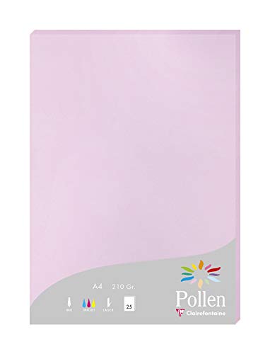 Clairefontaine 24152C Packung mit 25 Karten Pollen 210g, DIN A4, 21 x 29,7cm, Flieder von Clairefontaine
