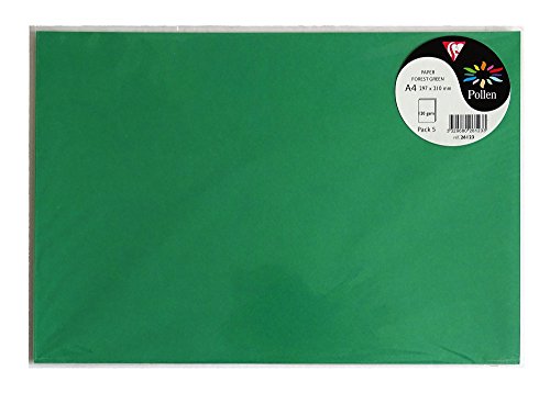 Clairefontaine 26123C - Packung mit 5 Bögen Briefpapier Pollen DIN A4 21x29,7 cm, 120g, ideal für Ihre Einladungen und Korrespondenz, Premium glattes Papier, Tannenbaumgrün, 1 Pack von Clairefontaine