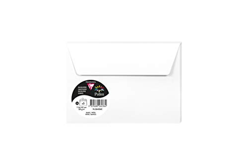 Clairefontaine 26436C - Packung mit 5 Umschlägen Pollen, selbstklebend, Format C6 11,4x16,2 cm, Premium glattes Papier 120g, ideal für Ihre Einladungen und Korrespondenz, Weiß, 1 Pack von Clairefontaine