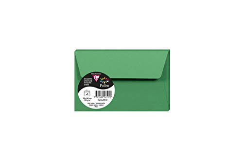 Clairefontaine 26591C - Packung mit 5 Umschlägen Pollen, selbstklebend, 9x14 cm, Premium glattes Papier 120g, ideal für Ihre Einladungen und Korrespondenz, Tannenbaumgrün, 1 Pack von Clairefontaine