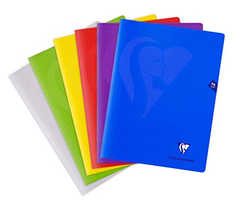 Clairefontaine 303362C - Packung mit 10 Heften Mimesys, DIN A4+, 24x32 cm, 48 Blatt 90g, kariert 5/5, Einband aus Polypropylen, farbig sortiert, 1 Pack von Clairefontaine