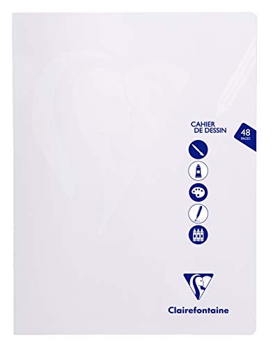 Clairefontaine 303380C - Zeichenheft Mimesys DIN A4+, 24x32 cm, 24 Blatt 125g, blanko, Einband aus Polypropylen, Farblos, 1 Stück von Clairefontaine