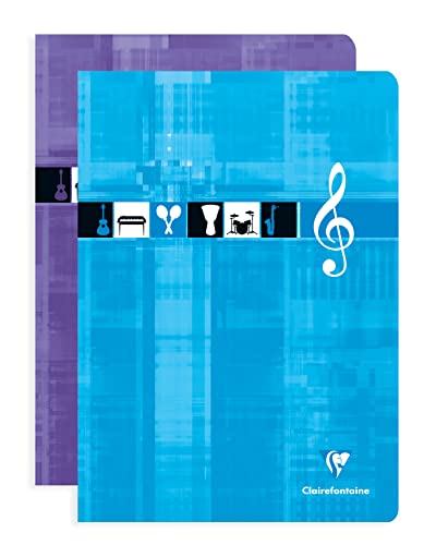 Clairefontaine 3114C - Noten- und Gesangsheft, ideal für Musikunterricht, DIN A4, 21 x 29,7cm, 28 Blatt, 90g, 1 Stück, farbig sortiert von Clairefontaine