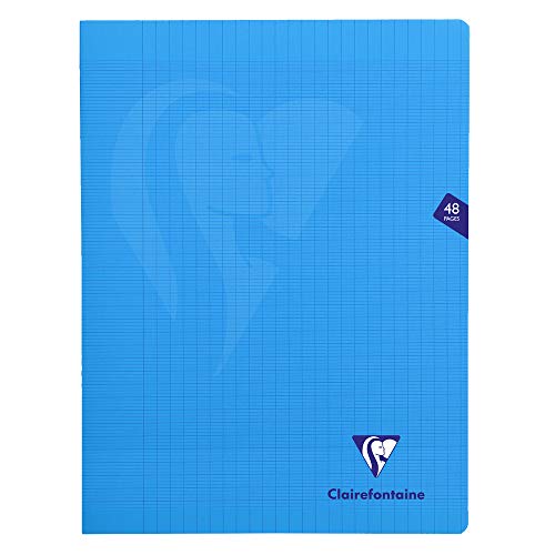 Clairefontaine 323311C - Schulheft / Heft Mimesys DIN A4+ 24x32 cm, 24 Blatt 90g, französische Lineatur, Einband aus PP, geheftet, Blau, 1 Stück von Clairefontaine