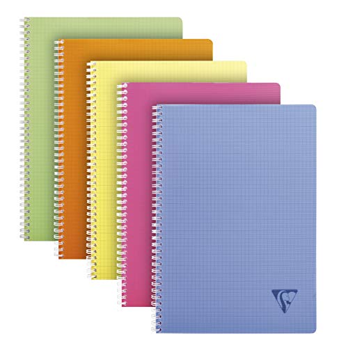 Clairefontaine 328125C - Spiralbuch Linicolor Fresh, DIN A4, 21 x 29,7 cm, kariert, 50 Blatt, 90g, farbig sortiert, 1 Stück von Clairefontaine