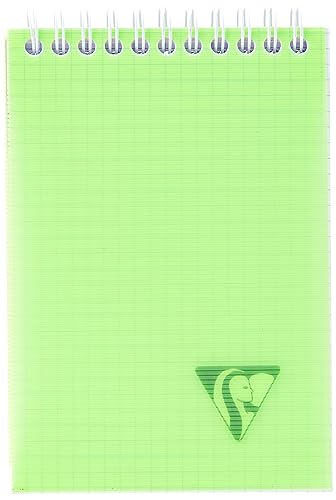 Clairefontaine 328655C - Schreibblock / Notizblock Linicolor Fresh mit kopfseitiger Doppelspirale DIN A6, 10,5x14,8 cm, 80 Blatt 90g kariert, abtrennbar, Einband aus PP, farbig sortiert, 1 Stück von Clairefontaine