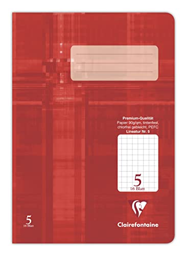Clairefontaine 331505Cpack - Packung mit 25 Schulheften, DIN A5, 16 Blatt, 90g, Lineatur 5 kariert 5x5mm, Rot, 1 Pack Clairefontaine 331505Cpack - Packung mit 25 Schulheften, DIN A5, 16 Blatt, 90g, Lineatur 5 kariert 5x5mm, Rot, 1 Pack von Clairefontaine