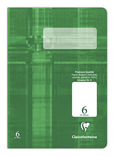 Clairefontaine 331506C - Heft ideal für die Schule, DIN A5, 16 Blatt, 90g, Lineatur 6 blanko, Grün, 1 Stück von Clairefontaine