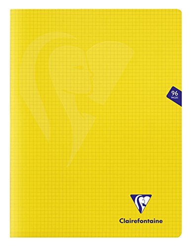 Clairefontaine 343362C - Schulheft Mimesys DIN A4+ 24x32 cm, robust mit Umschlag aus PP, 48 Blatt, kariert, 90g, Gelb, 1 Stück von Clairefontaine