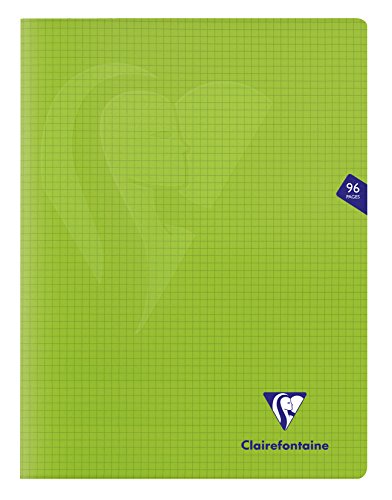 Clairefontaine 353362C - Schulheft Mimesys DIN A4+ 24x32 cm, robust mit Umschlag aus PP, 48 Blatt, kariert, 90g, Grün, 1 Stück von Clairefontaine