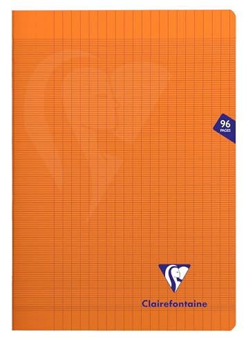 Clairefontaine 383161C - Schulheft Mimesys DIN A4 21x29,7 cm, robust mit Umschlag aus PP, 48 Blatt, französische Lineatur, 90g, Orange, 1 Stück von Clairefontaine