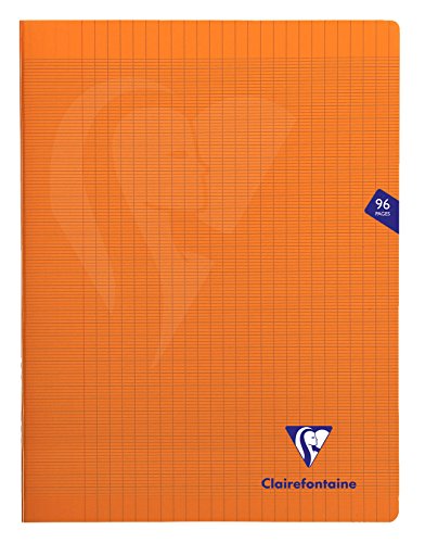 Clairefontaine 383361C - Schulheft / Heft Mimesys DIN A4+ 24x32 cm, 48 Blatt 90g, französische Lineatur, Einband aus PP, geheftet, Orange, 1 Stück von Clairefontaine