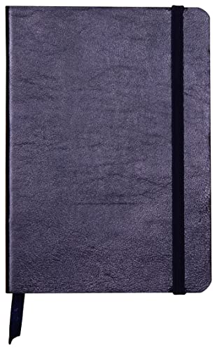 Clairefontaine 400091C Notizbuch (mit Perlmutt-Effekt mit Softcover aus Leder, DIN A6, 10,5 x 14,8cm, 72 Blatt, blanko, Gummizugverschluß, Lesezeichen) 1 Stück petrolblau von Clairefontaine