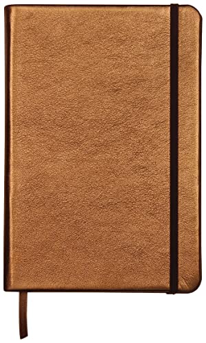 Clairefontaine 400102C Notizbuch (mit Perlmutt-Effekt mit festem Deckel aus Leder, DIN A5, 14,8 x 21cm, 72 Blatt, blanko, Gummizugverschluß, Lesezeichen) 1 Stück orange von Clairefontaine
