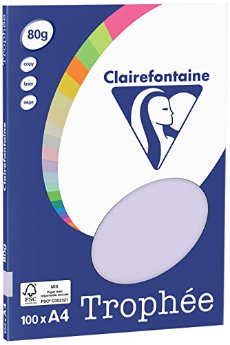 Clairefontaine 4102C - Ries Druckerpapier / Kopierpapier Clairalfa PPP, DIN A4, 80g, 100 Blatt, Lila, 1 Ries von Clairefontaine
