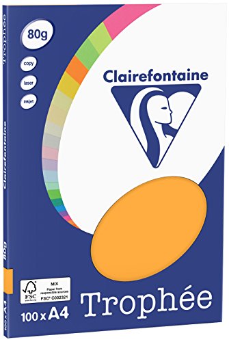 Clairefontaine 4108C - Ries Druckerpapier / Kopierpapier Clairalfa PPP, DIN A4, 80g, 100 Blatt, Mandarine, 1 Ries Clairefontaine 4108C - Ries Druckerpapier / Kopierpapier Clairalfa PPP, DIN A4, 80g, 100 Blatt, Mandarine, 1 Ries von Clairefontaine