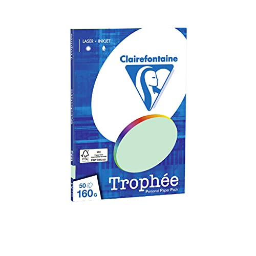 Clairefontaine 4155C - Ries Druckerpapier / Kopierpapier Clairalfa PPP, DIN A4, 160g, 50 Blatt, Hellgrün, 1 Ries von Clairefontaine