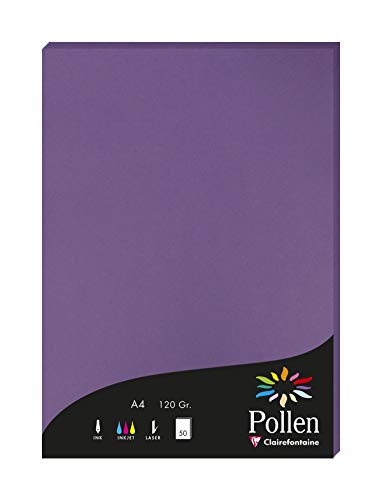 Clairefontaine 4216C Packung mit 50 Karten Pollen 120g, DIN A4, 21 x 29,7cm, Violett von Clairefontaine