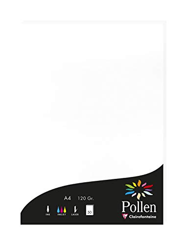 Clairefontaine 4239C Packung mit 50 Karten Pollen 120g, DIN A4, 21 x 29,7cm, Weiss von Clairefontaine