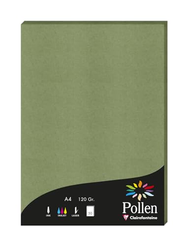 Clairefontaine 4271C - Packung mit 50 Blatt Briefpapier Pollen DIN A4 21x29,7 cm, 120g/m2, ideal für Ihre Einladungen und Korrespondenz, Salbei, 1 Pack von Clairefontaine