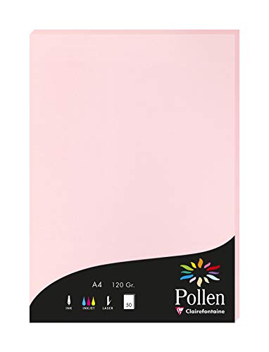 Clairefontaine 4281C Packung mit 50 Karten Pollen 120g, DIN A4, 21 x 29,7cm, Rosa von Clairefontaine