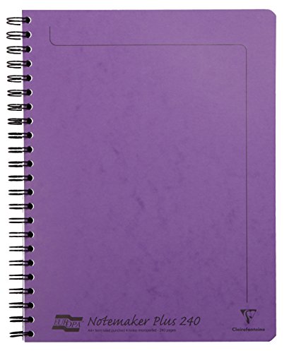 Clairefontaine 482/1131Z - Collegeblock / Schulheft Europa Notemaker, mit Doppelspirale DIN A4+ 22,5x29,7 cm 120 Blatt abtrennbar 4-fach gelocht, 90g, liniert mit Rand, strapazierfähig, Lila, 1 Stück von Clairefontaine