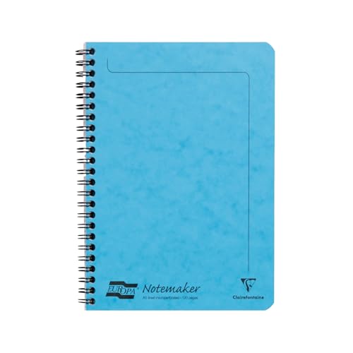 Clairefontaine 482/1146Z - Heft Europa Notemaker mit Spiralbindung 60 Blatt mikroperforiert 14,8x21 cm 90g liniert, 1 Stück, Türkis von Clairefontaine