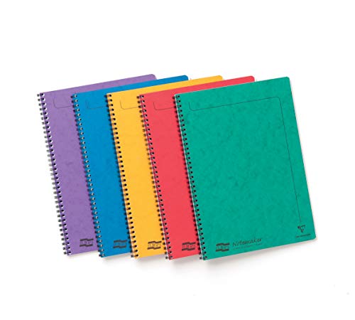 Clairefontaine 4860Z - Packung mit 10 Spiralheften / Collegeblöcken Notemakers Europa, DIN A4 21x29,7 cm, 60 Blatt liniert, abtrennbar, 90g, farbig sortiert, 1 Pack von Clairefontaine