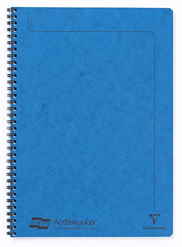 Clairefontaine 4865Z - Collegeblock / Schulheft Europa Notemaker, mit Doppelspirale DIN A4 21x29,7 cm, 60 Blatt liniert abtrennbar, 90g, strapazierfähig für den täglichen Gebrauch, Blau, 1 Stück von Clairefontaine