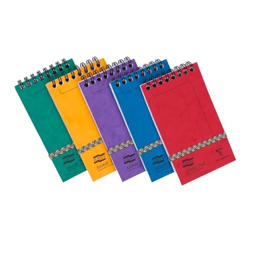 Clairefontaine 4920Z - Packung mit 20 Blöcken Europa Minor Pad, mit Doppelspirale kopfseitig 7,6x12cm, 60 Blatt abtrennbar liniert, farbig sortiert, 1 Pack von Clairefontaine