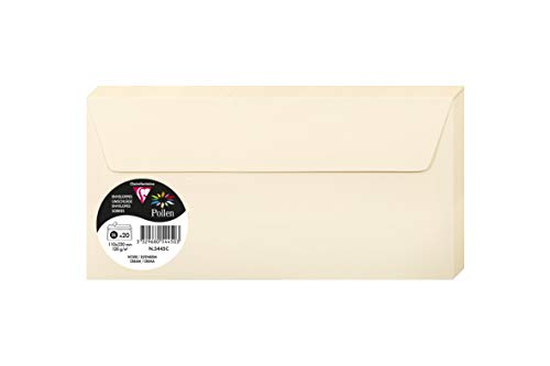 Clairefontaine 5445C - Packung mit 20 Umschläge Pollen, Format DL, 110 x 220 mm, 120g, ideal für Korrespondenz und Einladungen, Elfenbein, 1 Pack von Clairefontaine