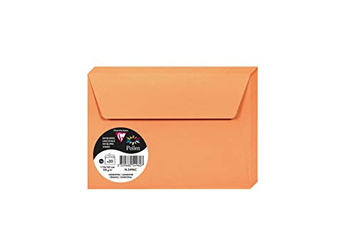 Clairefontaine 5496C - Packung mit 20 Umschläge Pollen, Format C6, 114 x 162mm, 120g, ideal für Korrespondenz und Einladungen, Clementine, 1 Pack von Clairefontaine