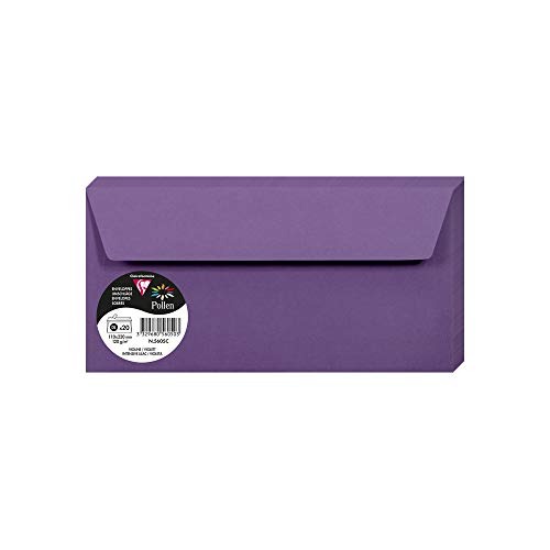 Clairefontaine 5605C - Packung mit 20 Umschläge Pollen selbstklebend, Format DL 11x22cm, 120g, Lila, ideal für Ihre Einladungen und Korrespondenz, 1 Pack von Clairefontaine