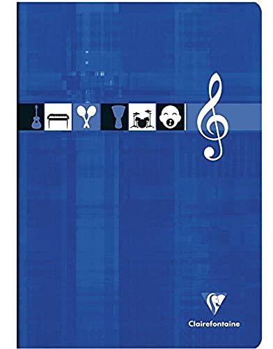 Clairefontaine 63117AMZC - Set mit 2 Heften, 24 Blatt, DIN A4, 21 x 29,7cm, 90g, französische Lineatur, ideal für Musikunterricht, 1 Set, farbig sortiert von Clairefontaine
