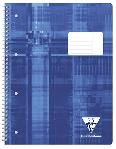 Clairefontaine 68225C - Notizbuch mit Spiralen STUDIUM A4 Innenraum gestreiften Horizontaler Rand 160 Seiten, Farbe blau von Clairefontaine