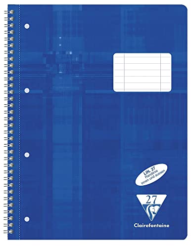 Clairefontaine 68256C - Packung mit 5 Collegeblöcken / Schulheft mikroperforiert mit Ringbuchlochung, DIN A4+ 80 Blatt 90g, Lineatur 27 durchgehend liniert mit Doppelrand von Clairefontaine