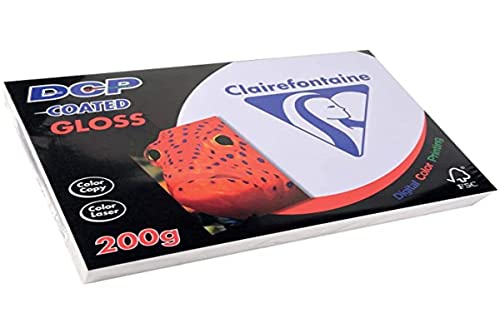 Clairefontaine 6861C Druckerpapier DCP Premium Kopierpapier für farbintensiven Bilderdruck, DIN A4, 21 x 29,7cm, 200g, 1 Ries mit 250 Blatt, glänzend Weiß gestrichen von Clairefontaine