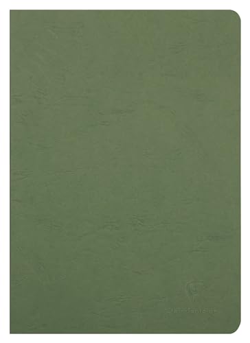 Clairefontaine 733003C - Notizbuch / Kladde Age Bag DIN A4 21x29,7 cm, 48 Blatt 90g blanko, geheftet, Lederoptik, Grün, 1 Stück von Clairefontaine