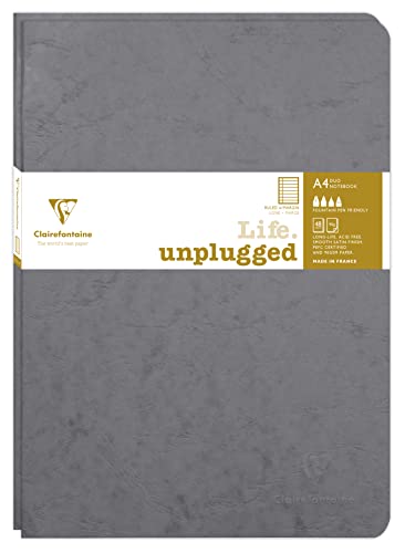 Clairefontaine 733075C - Age Bag DUO Set aus 2 Notizheften 21x29,7cm , geheftet, 48 Blatt 90g, liniert mit Rand Grau, 1 Set von Clairefontaine