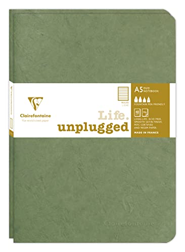 Clairefontaine 733173C - Age Bag DUO Set aus 2 Notizheften 14,8x21cm , geheftet, 48 Blatt 90g, liniert Grün, 1 Set von Clairefontaine