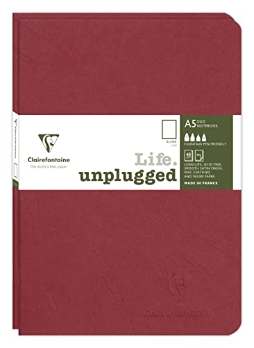 Clairefontaine 733182C - Age Bag DUO Set aus 2 Notizheften 14,8x21cm , geheftet, 48 Blatt 90g, blanko Rot, 1 Set von Clairefontaine