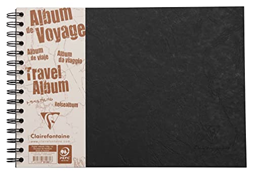 Clairefontaine 781061C - Reisealbum Age Bag, DIN A4, 21 x 29,7 cm quer liniert, 40 Blatt, schwarz von Clairefontaine