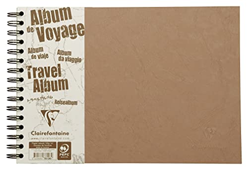 Clairefontaine 78106C - Reisealbum AgeBag DIN A4, 21 x 29,7 cm querformat, liniert und blanko, 40 Blatt, Tabakbraun, 1 Stück von Clairefontaine