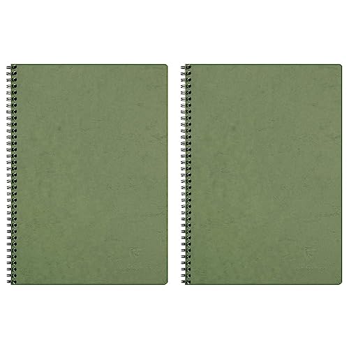 Clairefontaine 781423C Agebag Spiralbuch (DIN A4, 21 x 29,7 cm, 50 Blatt, kariert, Doppelspiralbindung, praktisch für unterwegs, robust und belastbar) 1 Stück grün (Packung mit 2) von Clairefontaine