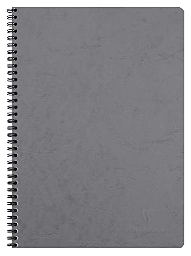 Clairefontaine 781455C Agebag Spiralbuch (DIN A4, 21 x 29,7 cm, 50 Blatt, liniert mit Rand, Doppelspiralbindung, praktisch für unterwegs, robust und belastbar) 1 Stück grau von Clairefontaine
