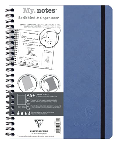Clairefontaine 782334C - Age Bag My.Notes Spiralheft mit abtrennbaren Rändern, 16x21cm, 60 Blatt 90g DOT Blau, 1 Stück von Clairefontaine